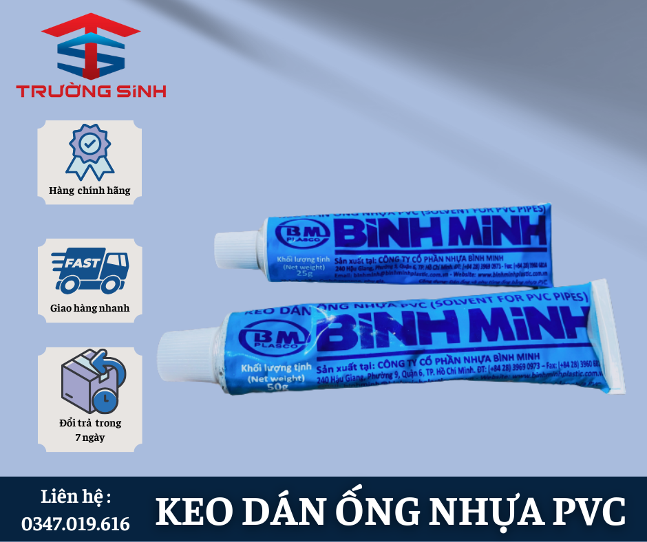 Keo dán ống nhựa PVC Bình Minh (200gr, 500gr)
