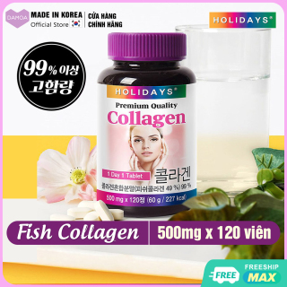 Lọ 120 Viên uống Fish Collagen 99% Đẹp da - Chống lão hóa White Premium Quality Holidays Thực Phẩm Chức Năng Hàn Quốc (Liệu trình 4 tháng) thumbnail