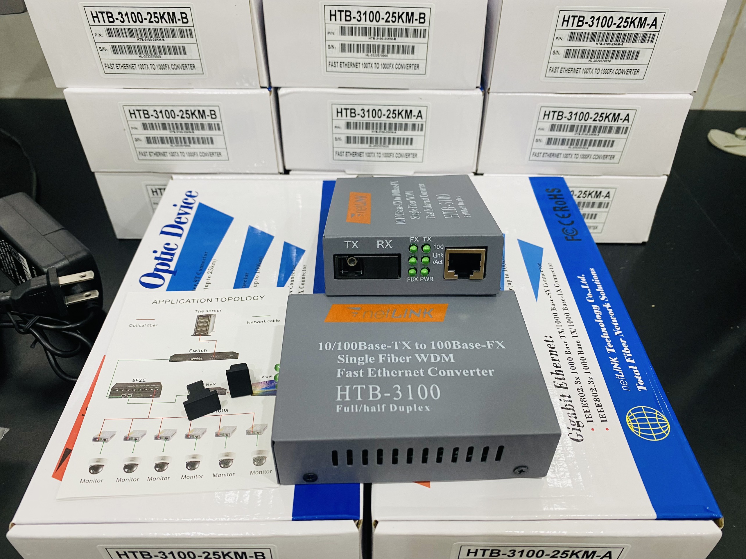 Converter quang NETLINK 1 sợi HTB-3100 A-B 10/100 Nguồn tốt
