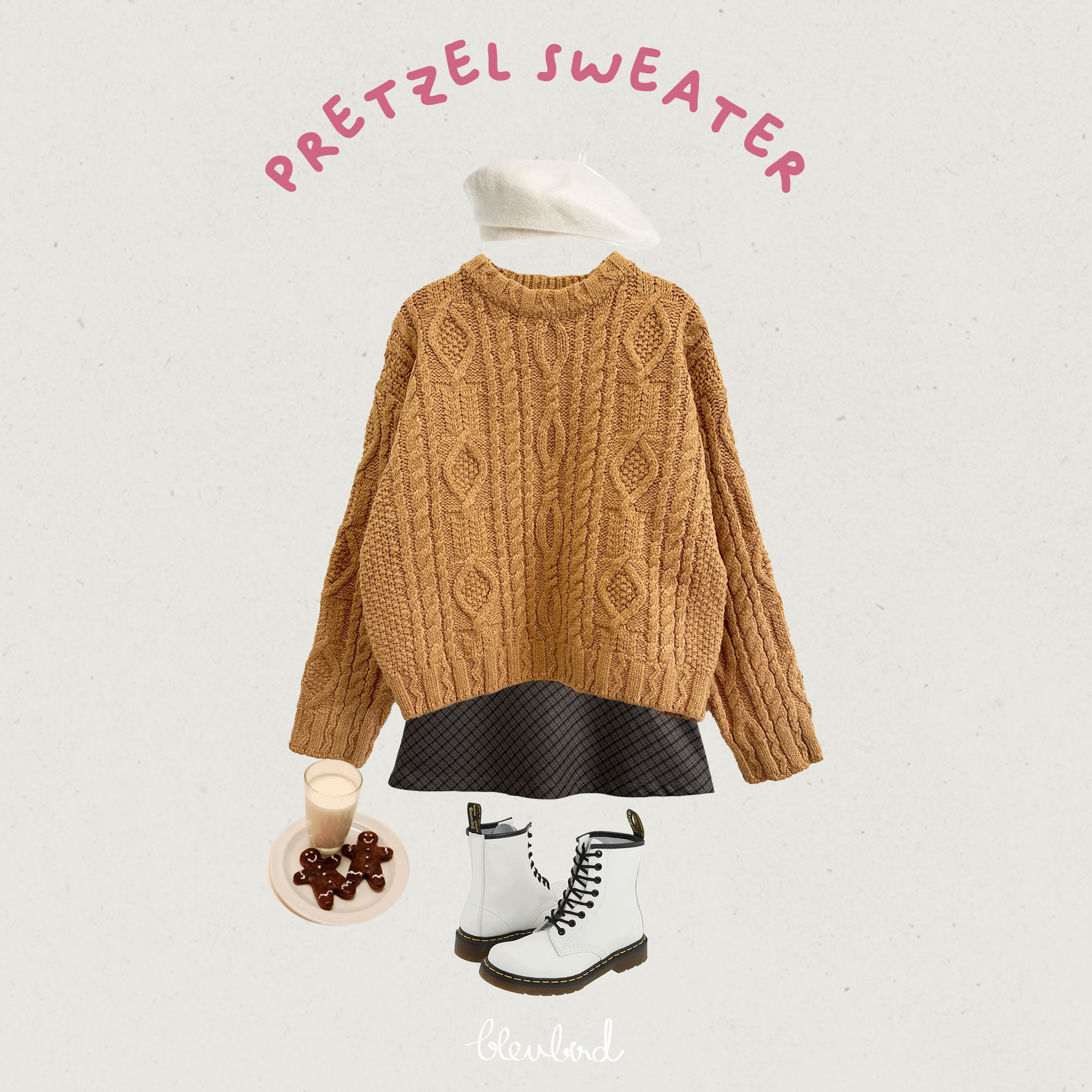 BLEUBIRD Áo len vặn thừng Pretzel Sweater
