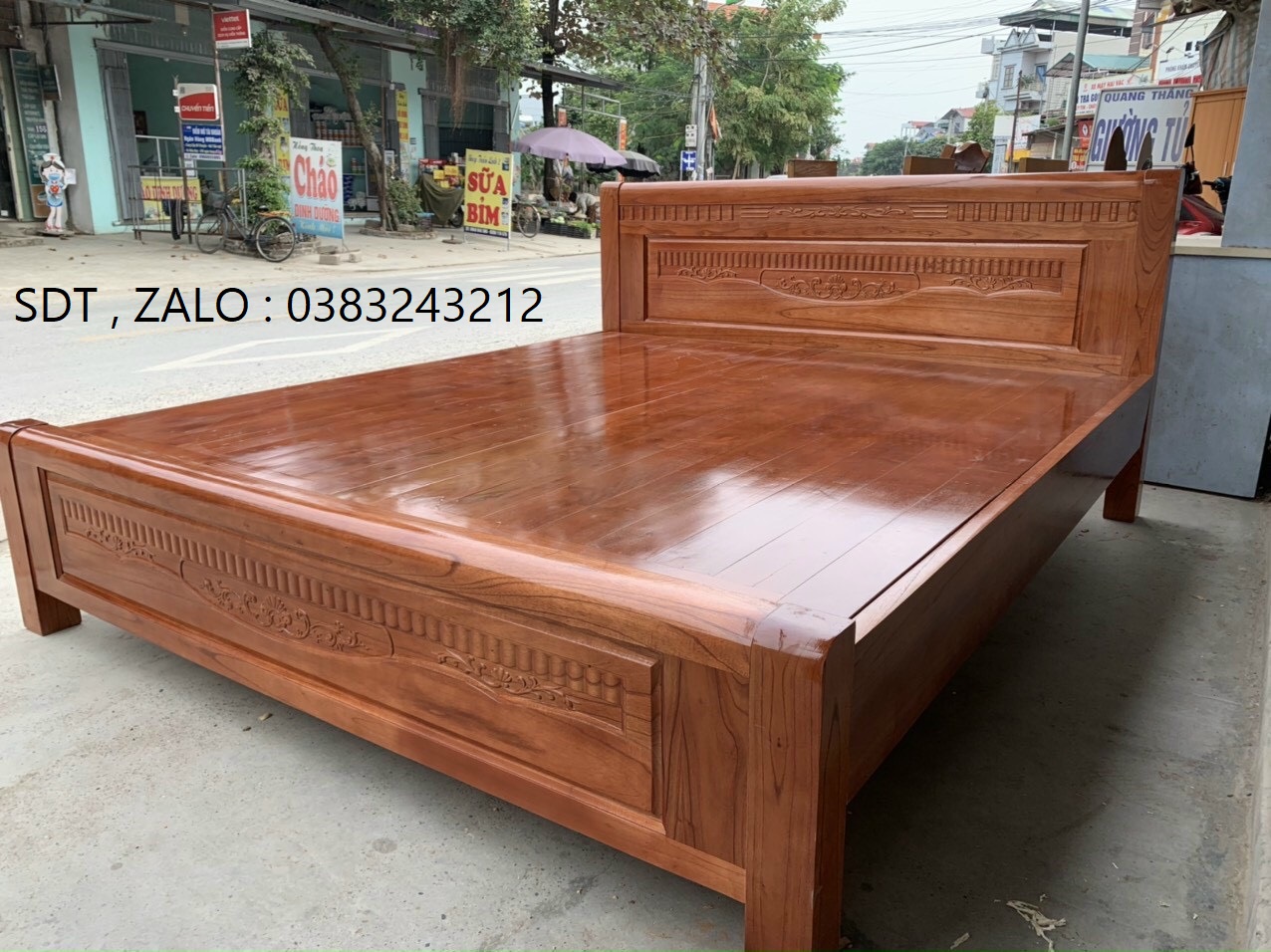 Giường ngủ gỗ xoan đào giác phản 1m6x2m 1m8x2m