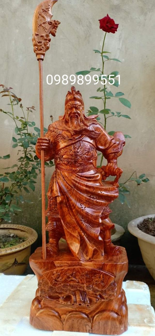 Tượng quan công quan gỗ hương cao 30cm