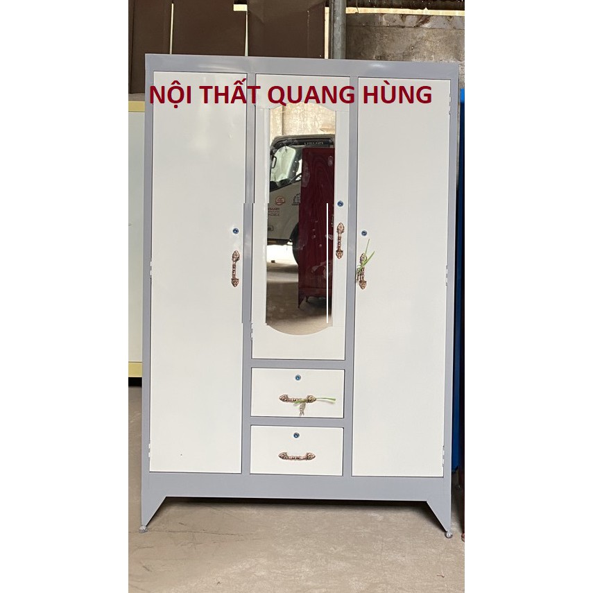[HCM]Tủ sắt 3 cánh 2 học âm màu xám - Giao hàng miễn phí trong 2h