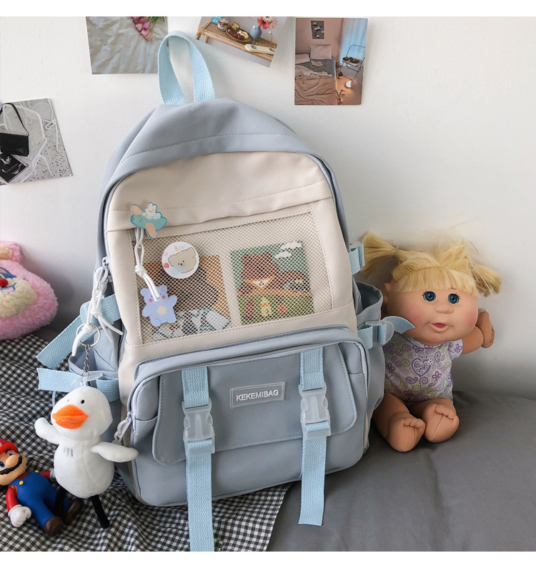 Balo ulzzang Hàn Quốc đi học học sinh sinh viên chống nước tặng sticker và móc gấu