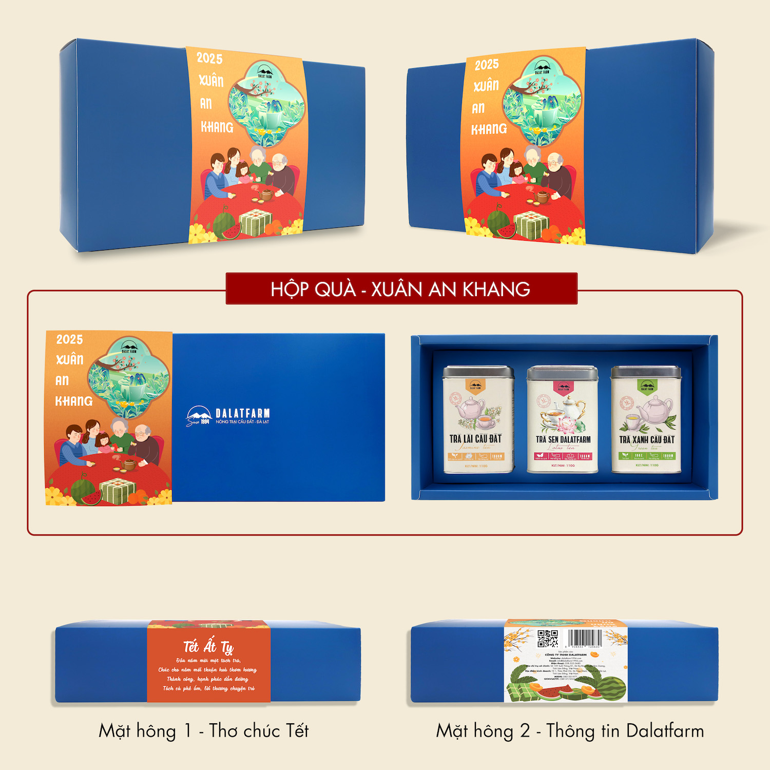 Hộp Quà Tết An Khang (Trà Lài - Trà Sen - Trà Xanh)