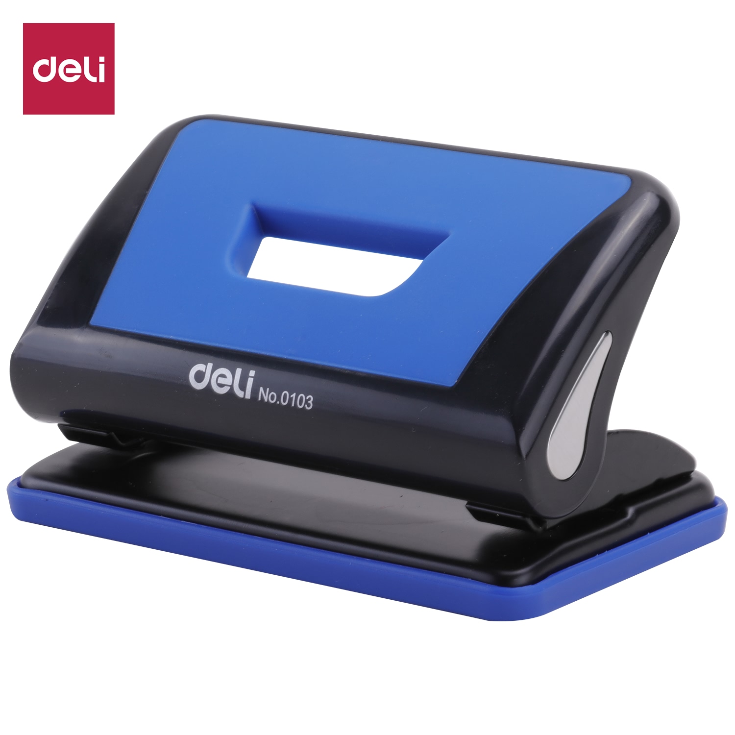 Máy đục lỗ 10 tờ deli, xanh dương, đỏ, ghi xám - 1 cái e0103