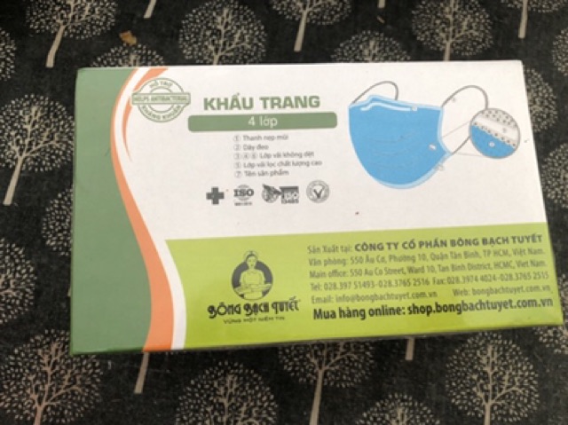 Khẩu Trang Y Tế Bạch Tuyết 4 Lớp ( Hộp 50 Cái)