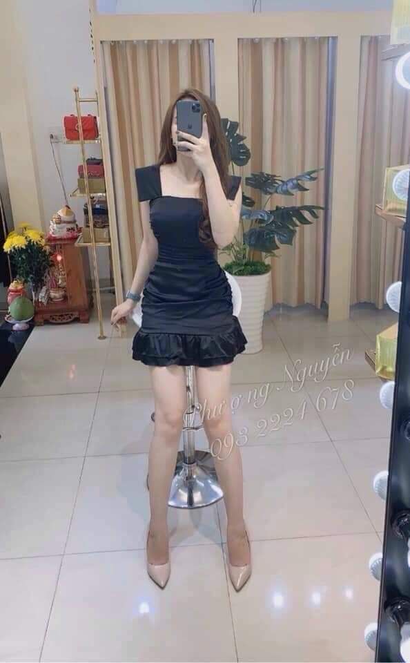 [HCM]Đầm 2 dây đuôi cá bản lớn nhún bèo