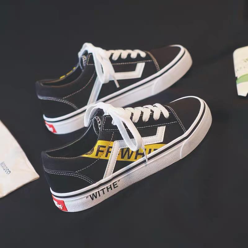 (video that) Giầy nữ Vanz old skool OFF WiTE Sneaker vải Trăng Đen 2 (Grab Store)