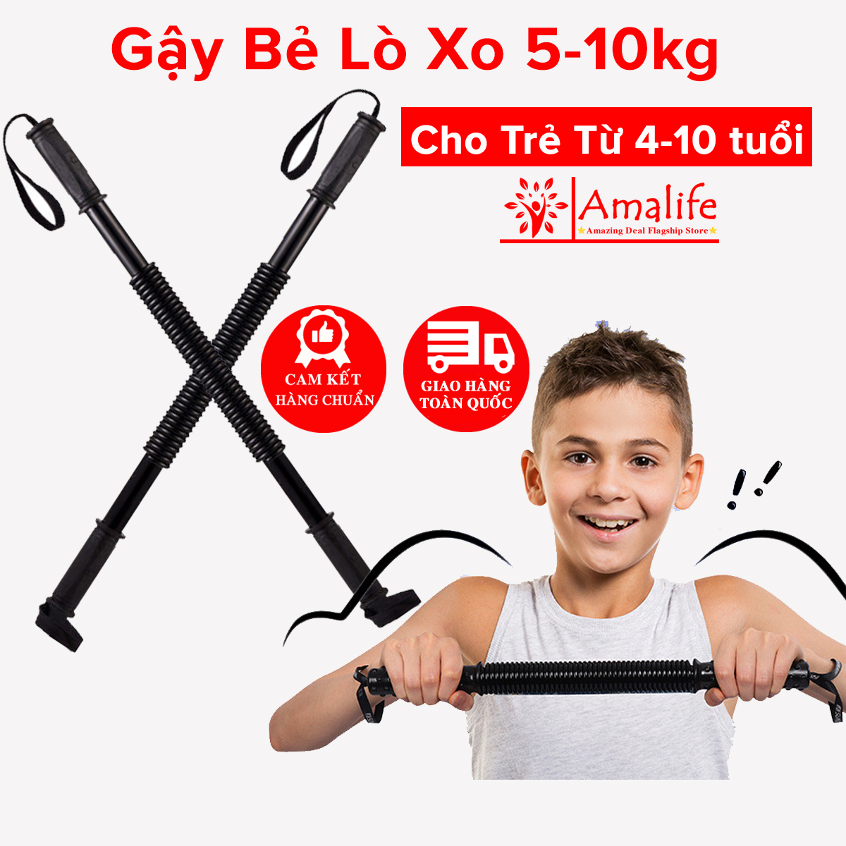 Gậy Bẻ Lò Xo 5kg Nhẹ Nhàng Cho Trẻ Em Kháng Lực Từ 5-10kg Cho Các Bé Từ 5-10 Tuổi Tập Thể Thao Thể Dục Tại Nhà, Thanh Lò Xo 5kg 10kg