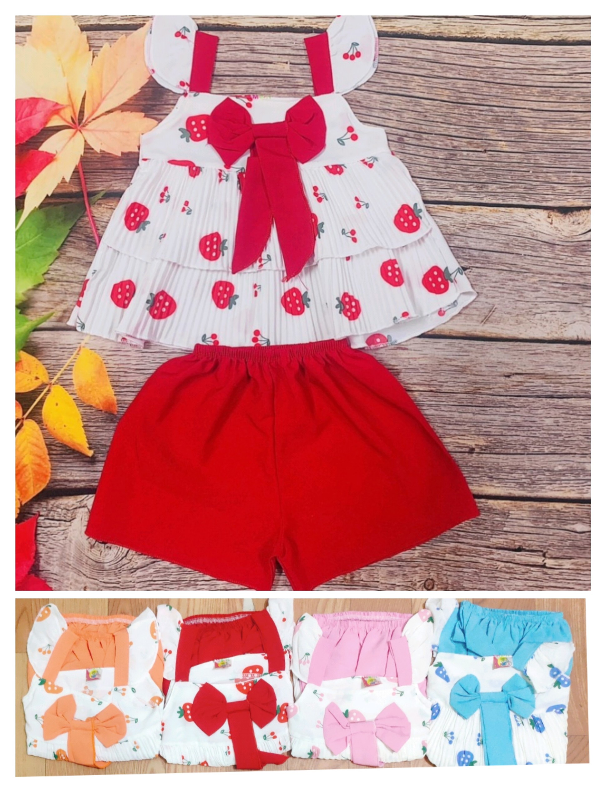 Bộ Lụa Cánh Tiên Phối Nơ Bé (6-18kg) (Giao màu ngẫu nhiên)