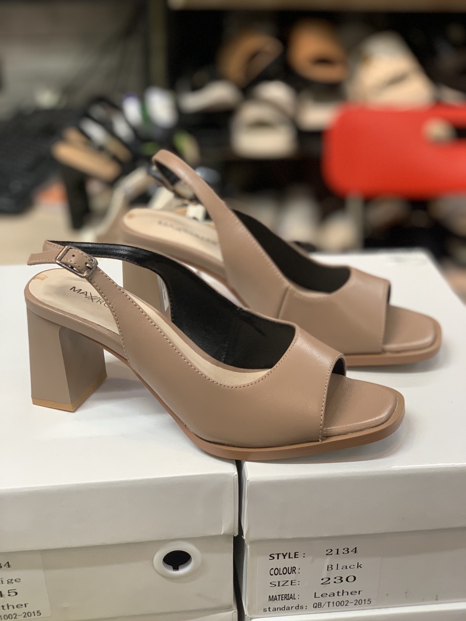 Sandal Nữ Da Thật Gót Trụ Cao 7cm VNXK