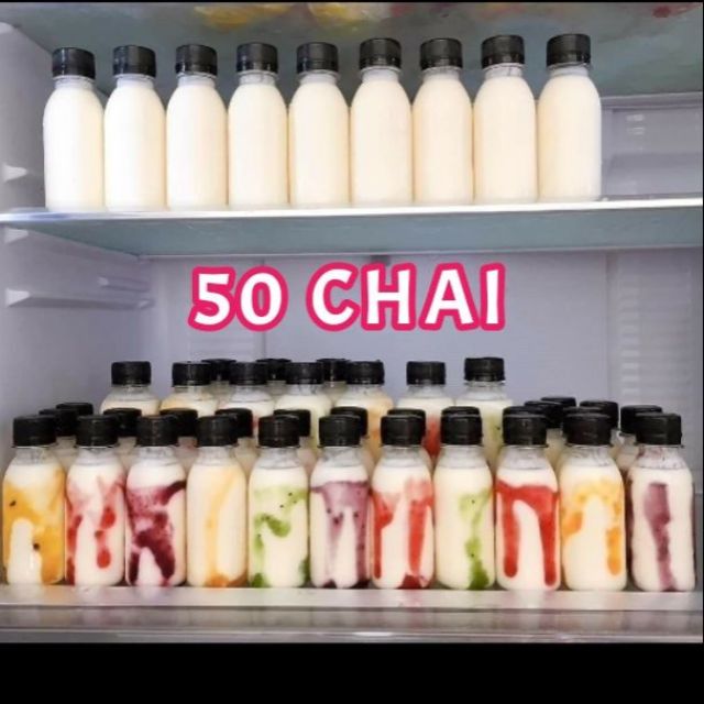 Combo 50 chai pet 100ml rỗng kèm nắp đen