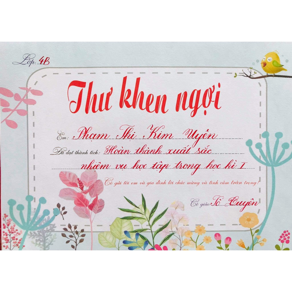 tệp 100 tờ thư khen ngợi học sinh
