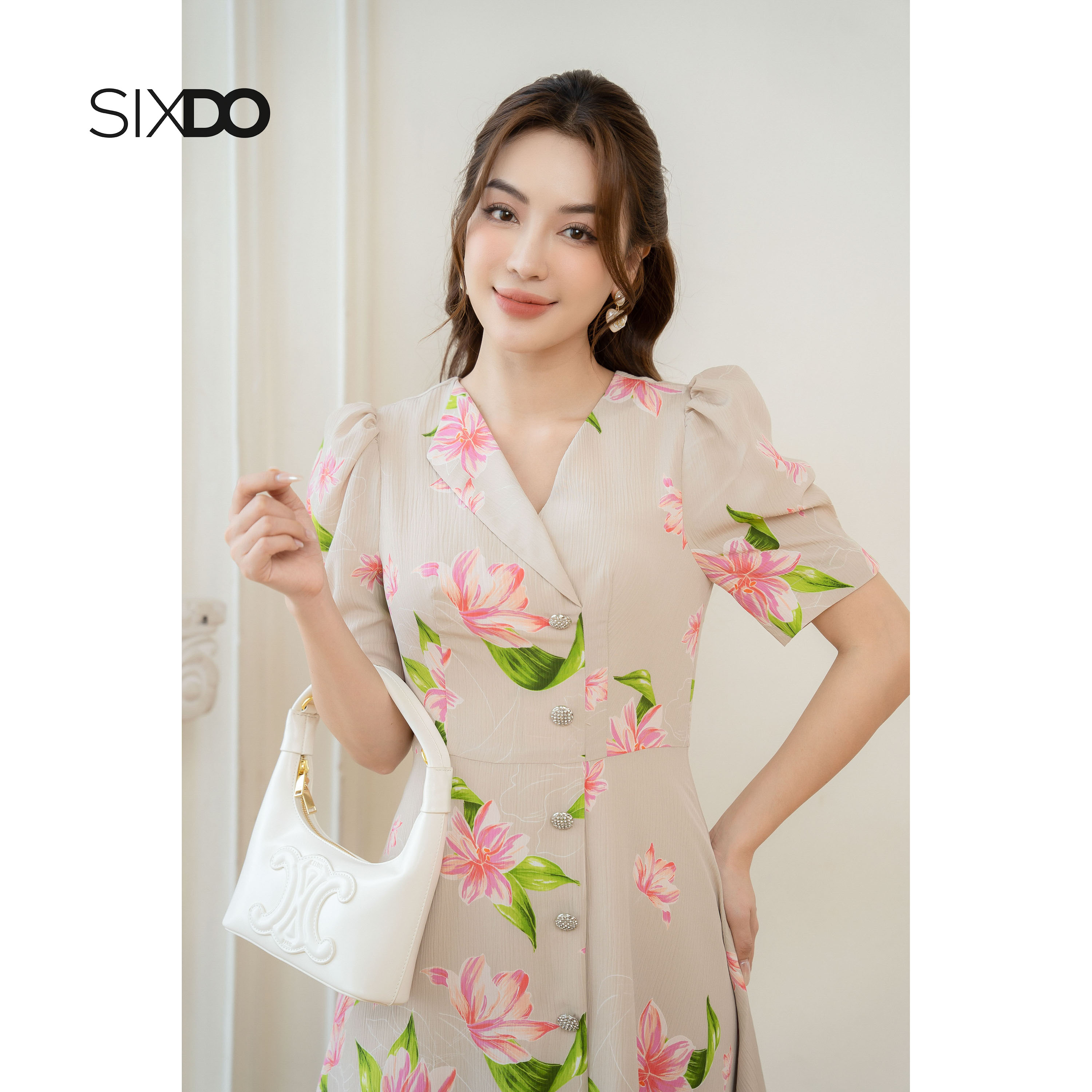 Đầm dệt thoi ngắn tay SIXDO (Mini Woven Dress)