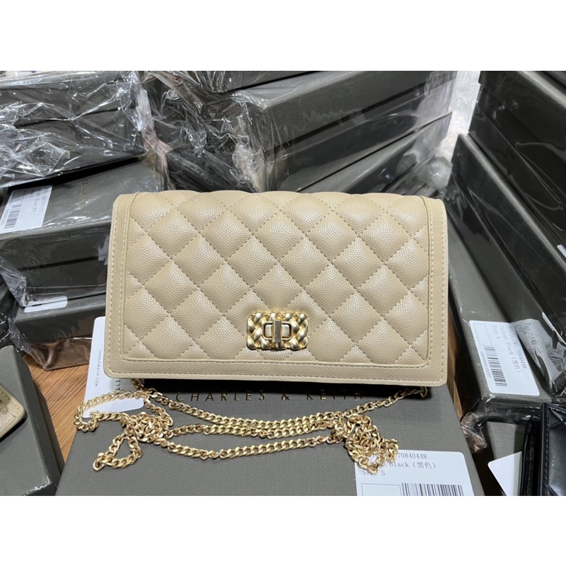 TÚI CNK KHOÁ XOAY DA CÁ ĐUỐI SIZE MINI [clutch-ví]