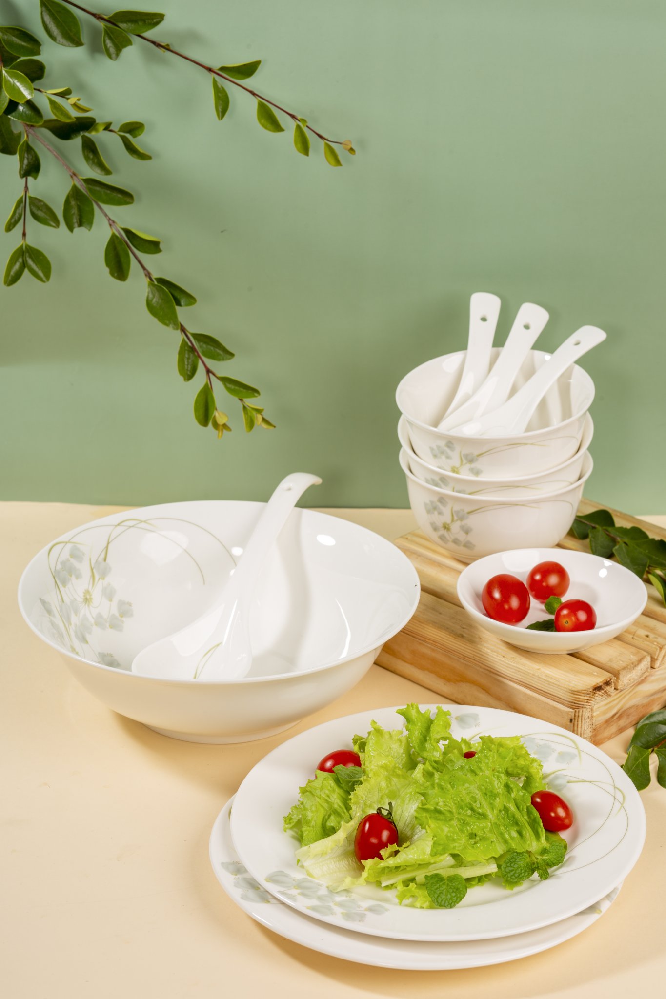 Bộ đồ ăn gốm sứ cao cấp 28 món :bát, đĩa, tô, chén gốm sứ