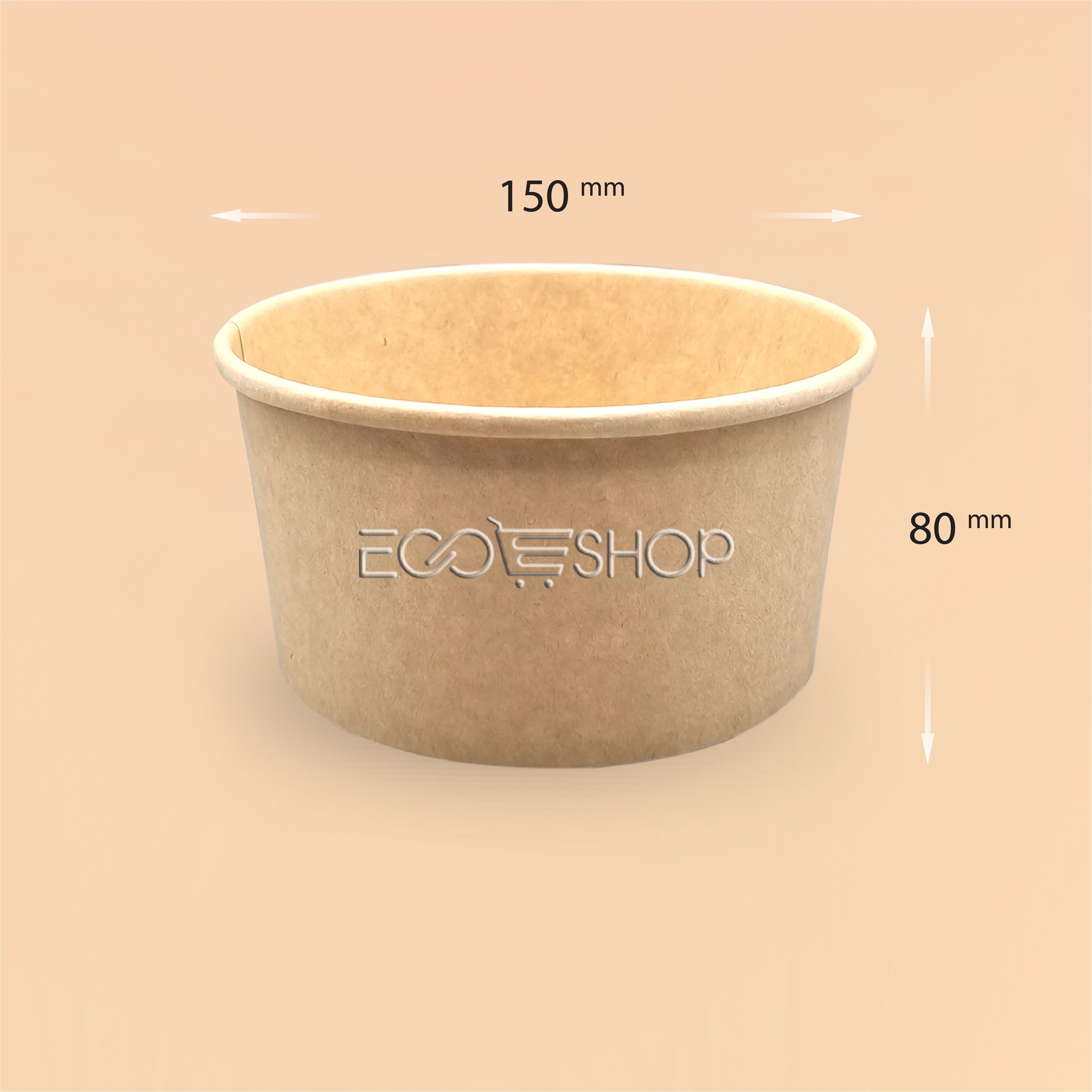 Tô giấy kraft 1000ml + nắp PP (Lốc 50 cái)