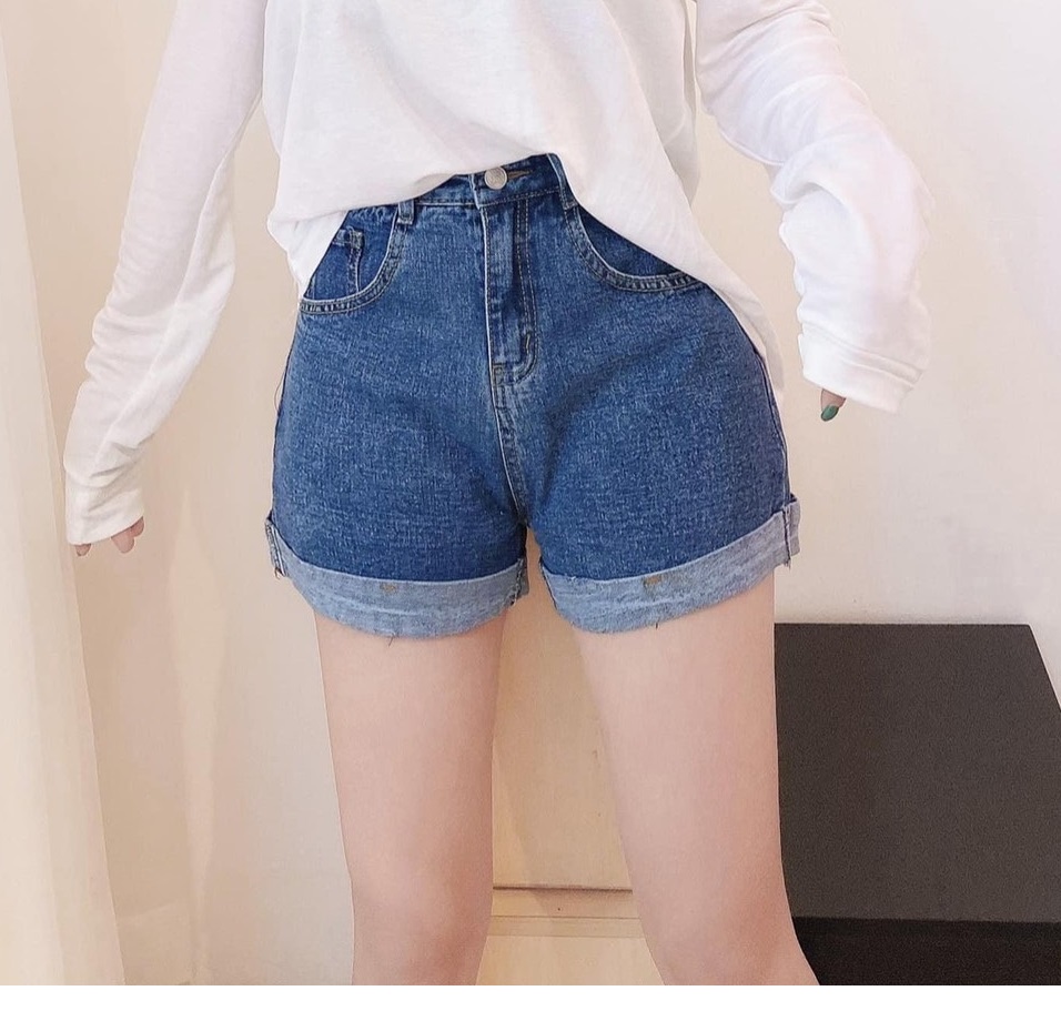 Quần short jean nữ TRƠN SĂN LAI màu xanh vừa siêu đẹp hình thật  -s.1.1