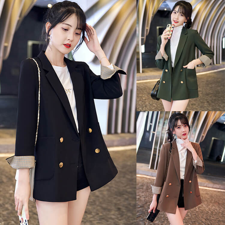 Áo vest blazer tay nẹp caro