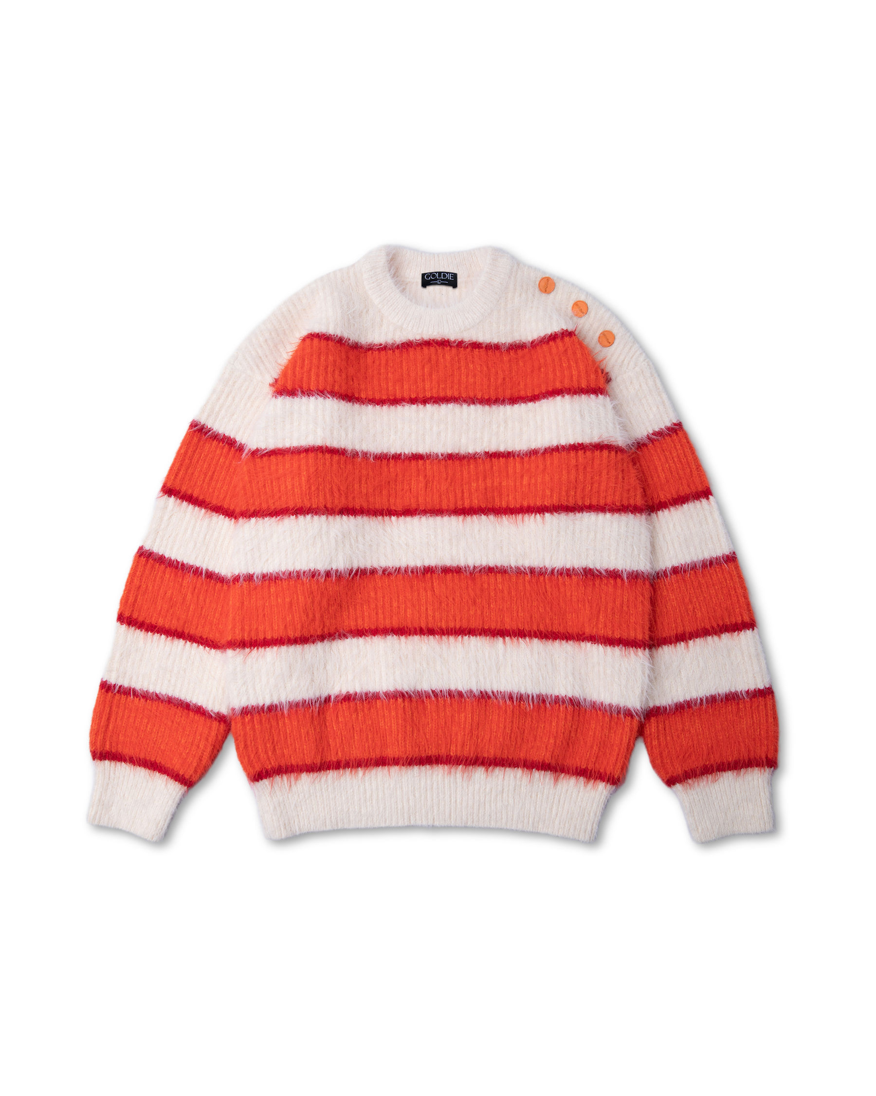 ORANGE STRIPED MOHAIR KNIT SWEATER