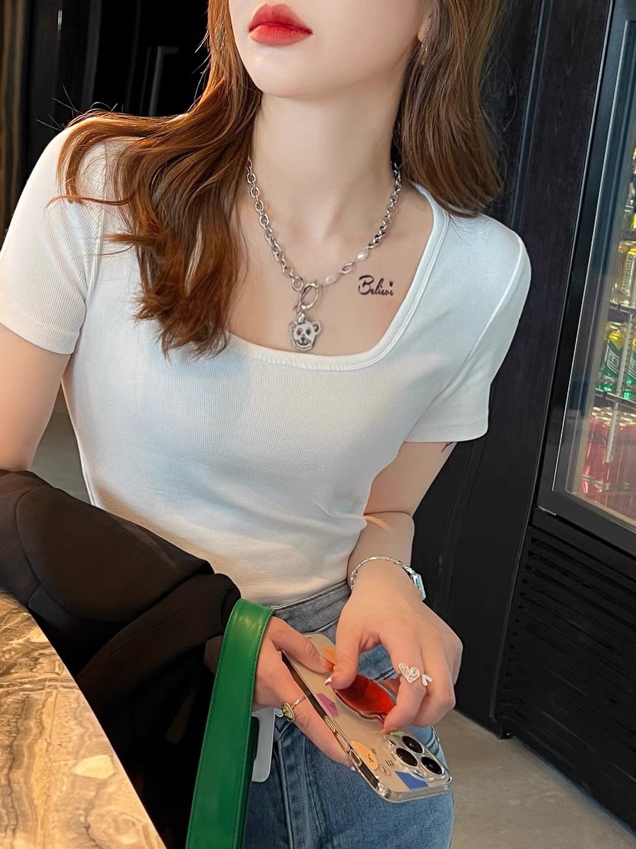 CATI Áo Thun Crotop Cổ Vuông (A1044)