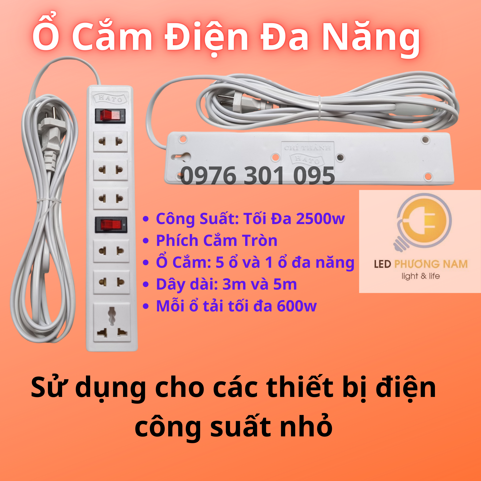 Ổ cắm điện 5 lỗ 2 chấu và 1 lỗ 3 chấu