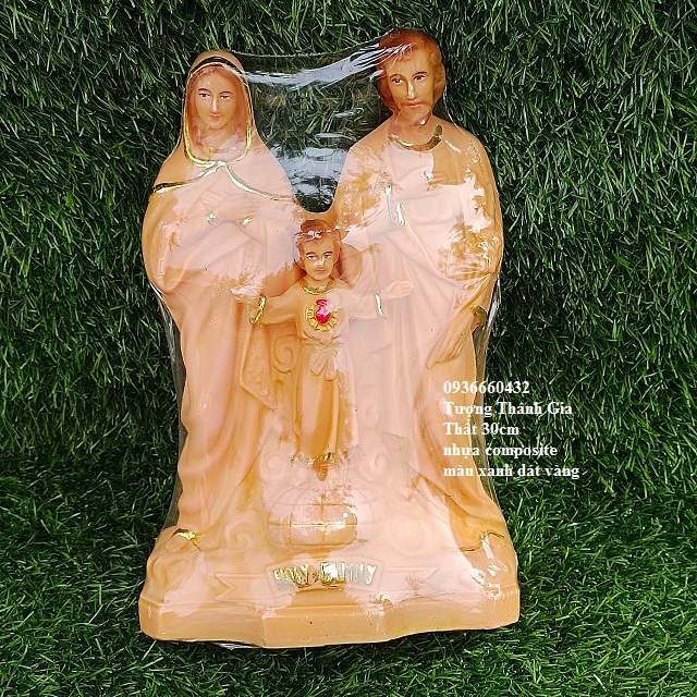 Tượng gia đình thánh gia màu nâu giống gỗ 30cm quà tặng công giáo