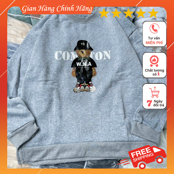 [HCM] ÁO SWEATER COMON GẤU, ÁO KHOÁC NGOÀI THUN NỈ FROM LÊN DÁNG CHUẨN CỰC ĐẸP