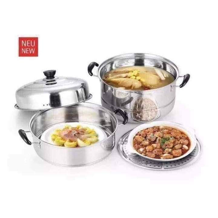 Nồi Hấp 3 Tầng Rộng 28Cm.