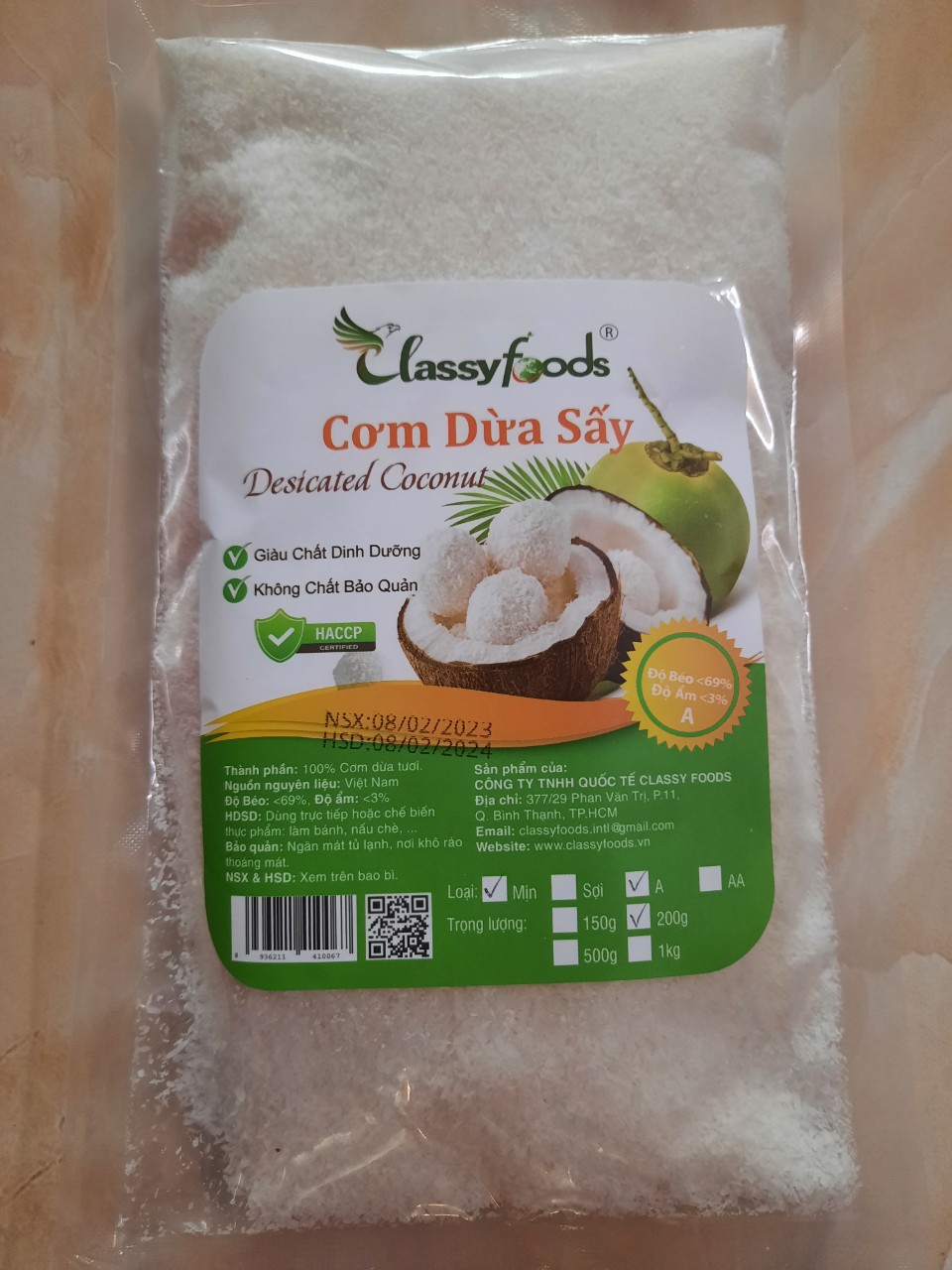 CƠM DỪA SẤY KHÔ MỊN, CLASSYFOODS (-200gr)
