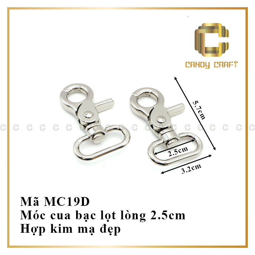 Móc cua màu bạc - phụ kiện làm túi xách