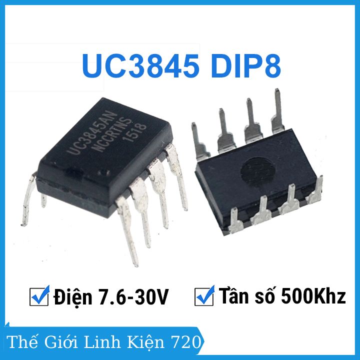 UC3845 DIP8 IC điều khiển chế độ dòng điện tần số cố định hiệu suất cao