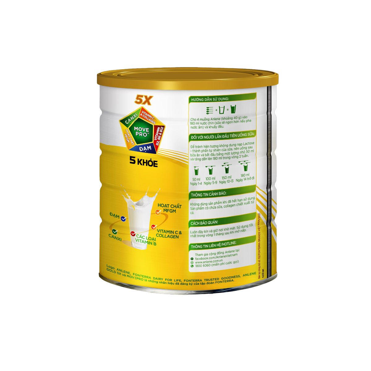 [Voucher giảm đến 26%]Combo 5 Sữa Bột Anlene Gold Hương Vani 800G
