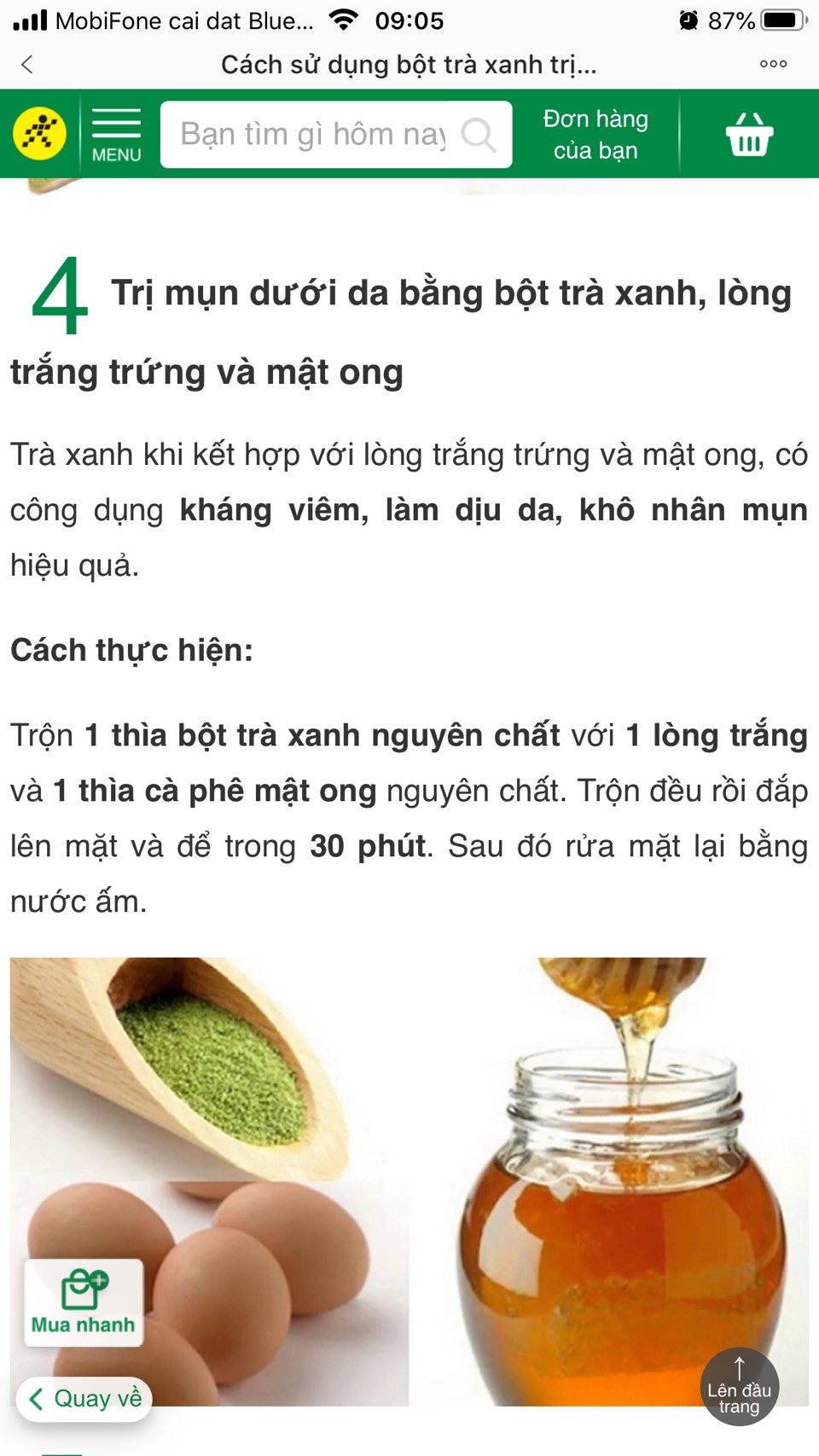 Bột trà xanh đắp mặt nguyên chất - Giảm Mụn trắng da