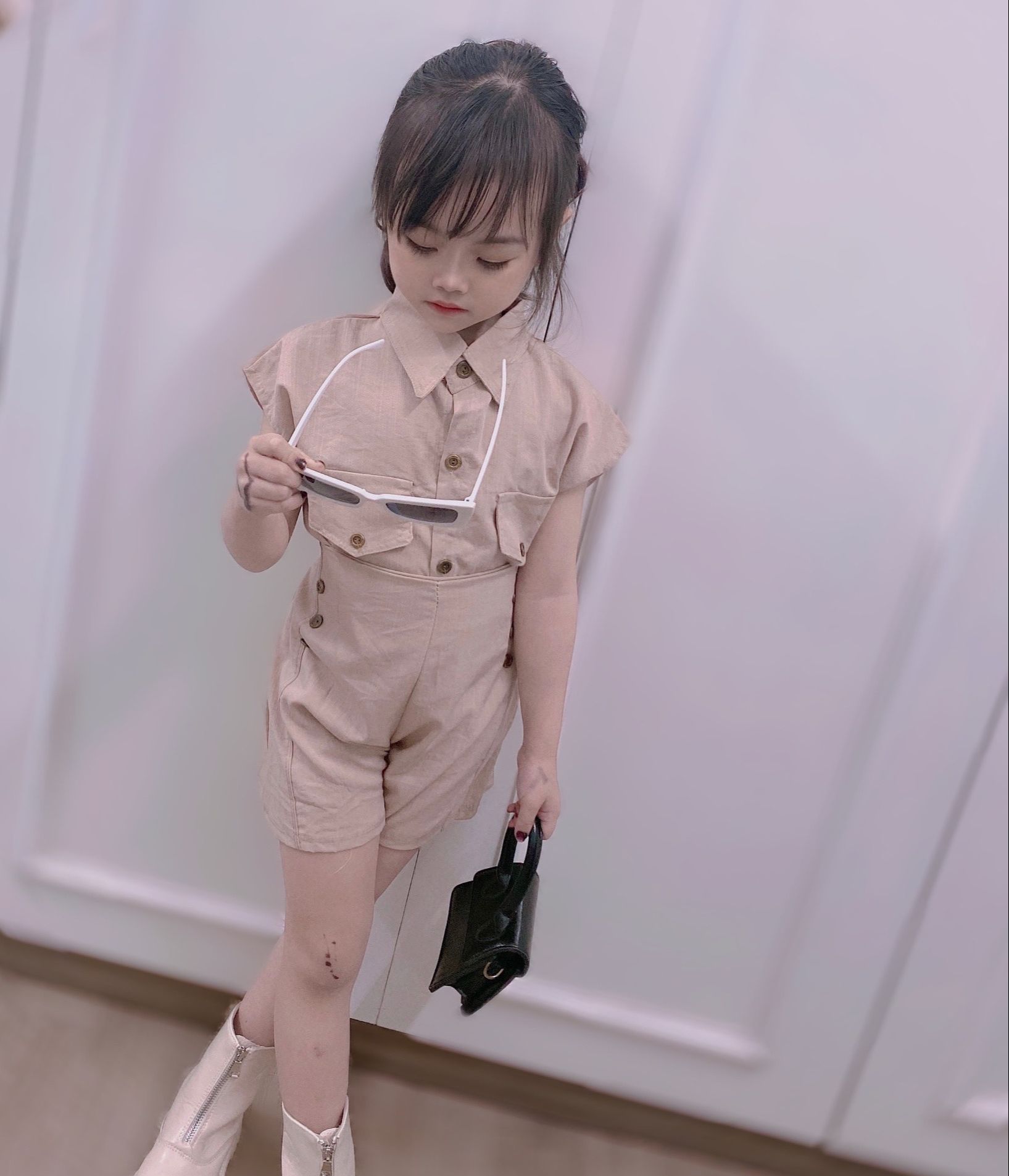 Bộ sơ mi ngắn tay cho bé gái