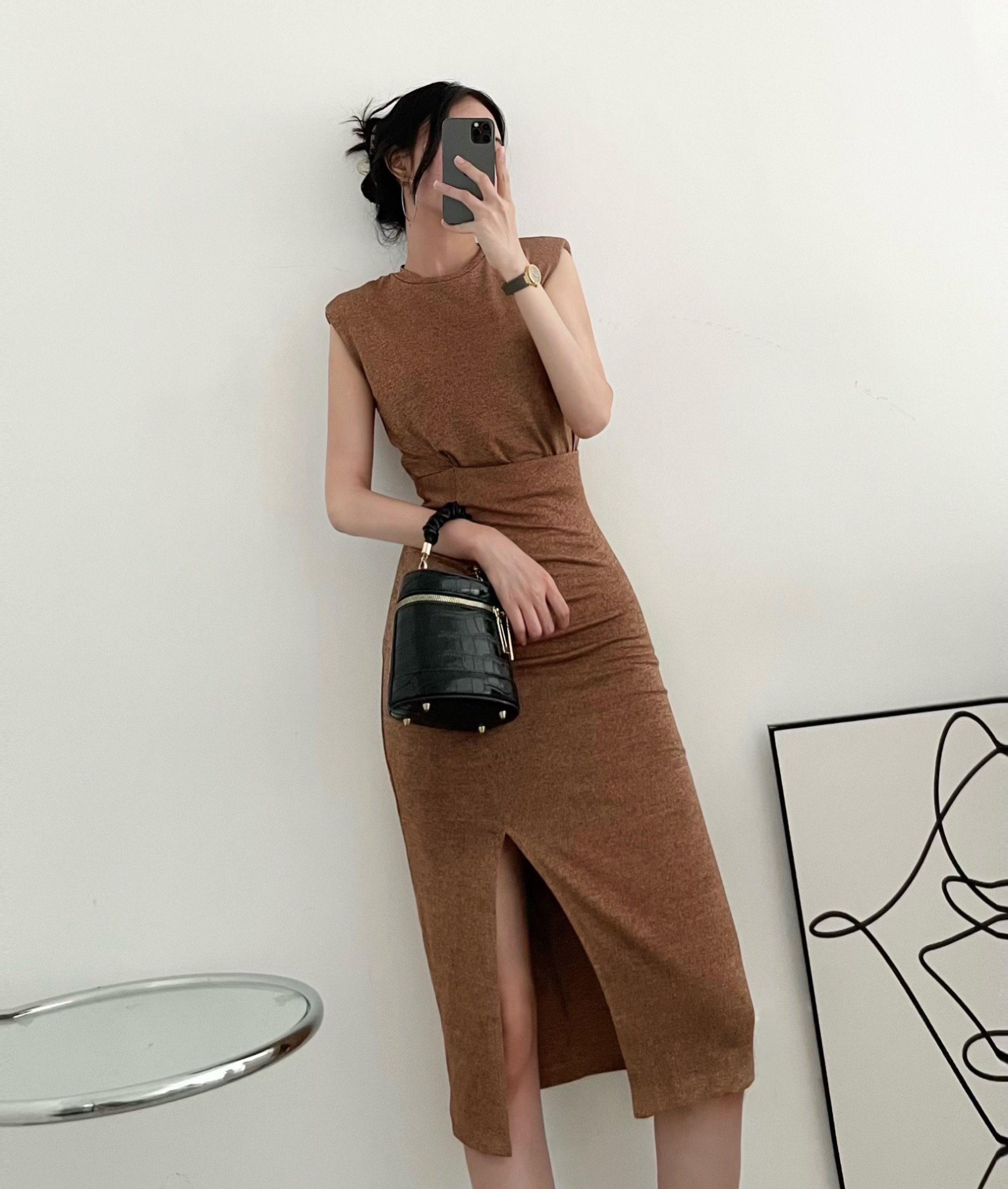 Đầm Thun Sát Nách Midi Xẻ Cạnh A2117