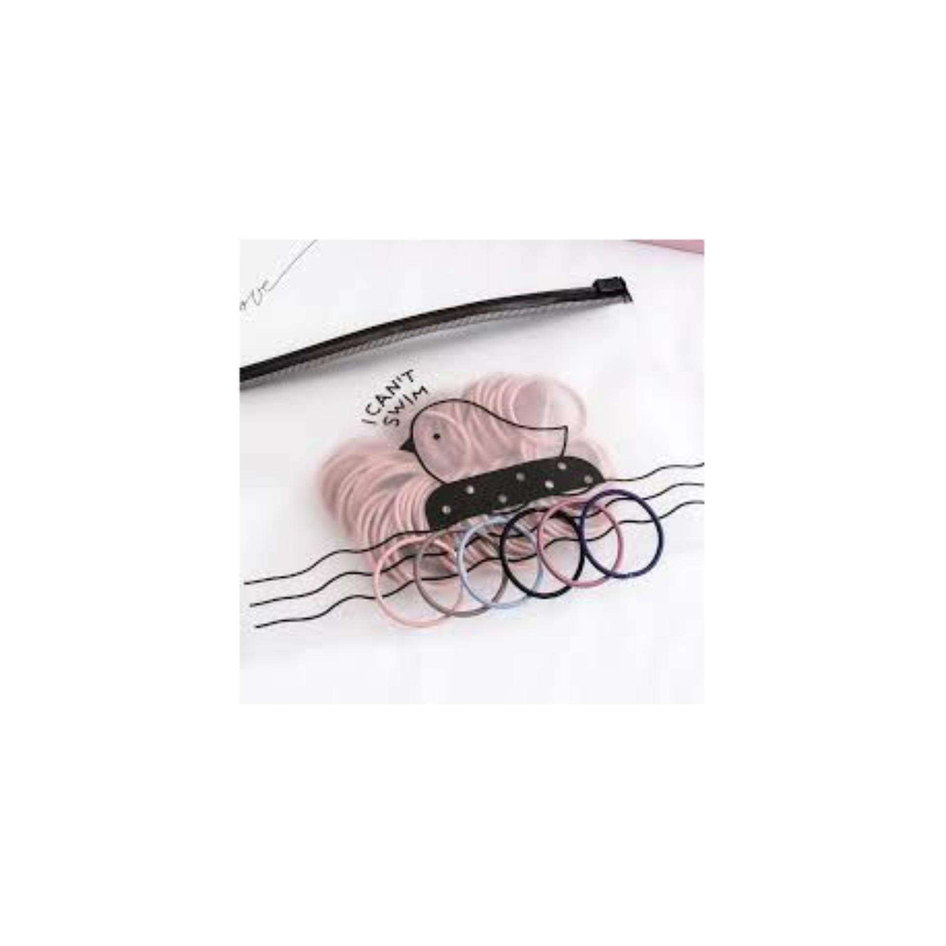 Set 100 Dây Buộc Tóc Nhiều Màu Kèm Túi Zip