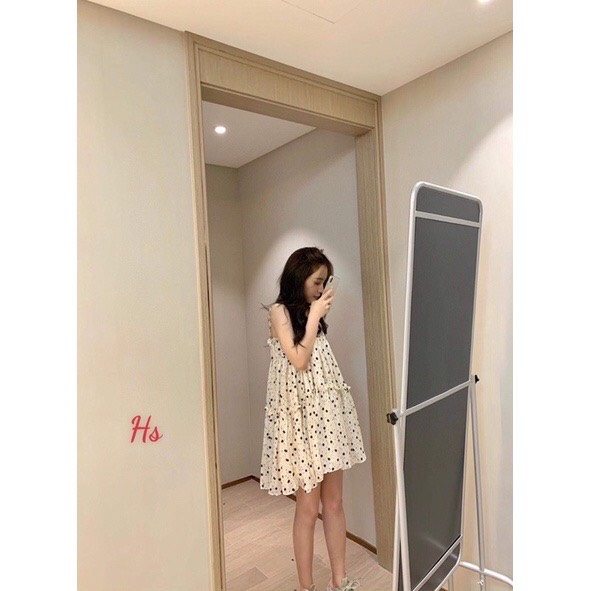 Váy hai dây hoa nhí đen HSU1