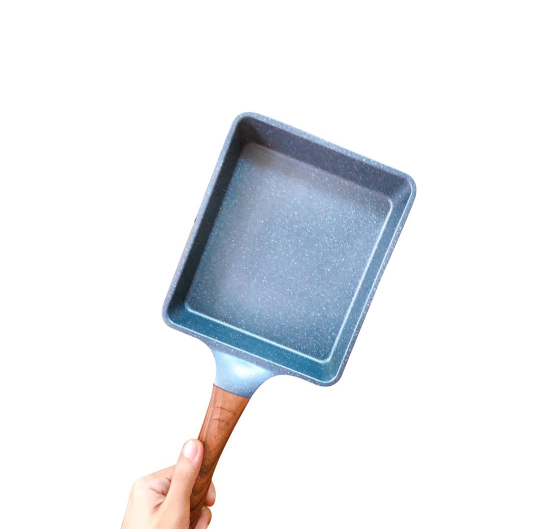 Chảo Đúc Vuông Trưng vân Đá Ecoramic Size 15*18 Cm Dùng Được Bếp Từ