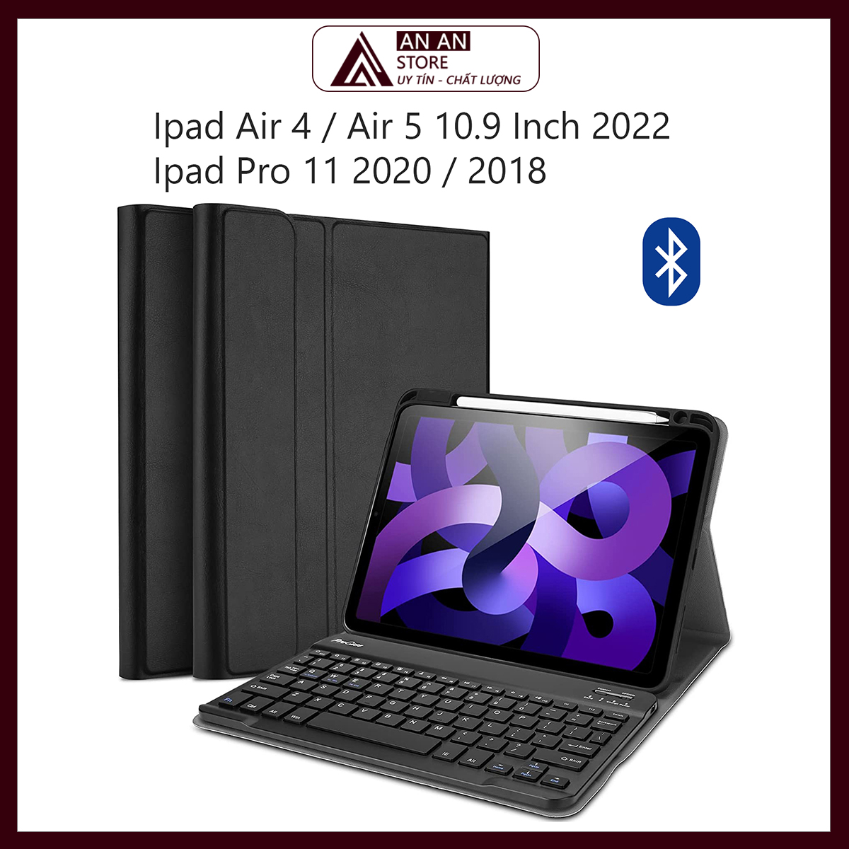 Bao da kèm bàn phím cho ipad air 4 / air 5 10.9 inch 2022 ipad pro 11 2020 / 2018 có khe cho pencil bluetooth