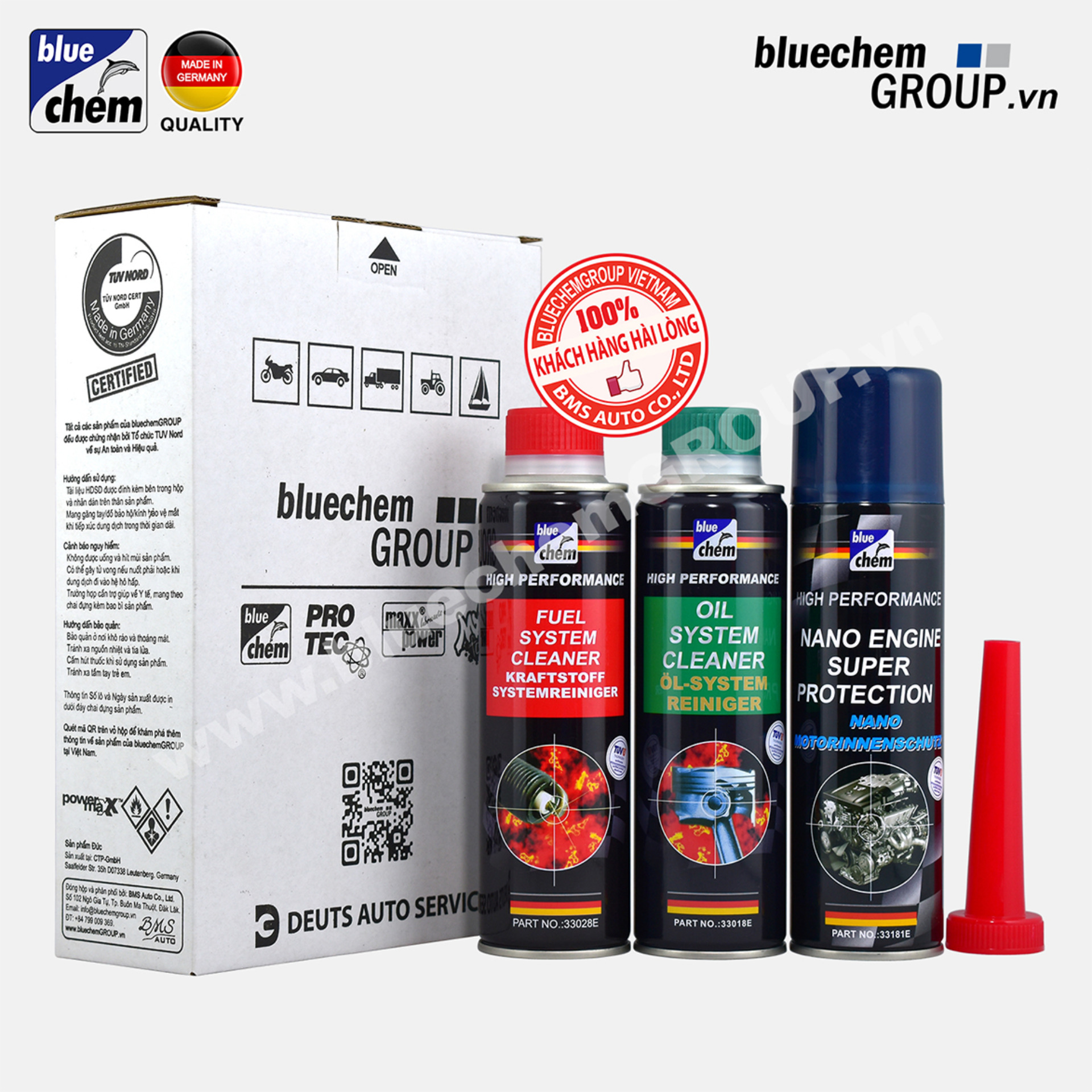 Bộ 3 sản phẩm Bluechem Làm sạch và Bảo vệ Động cơ Xăng 250ml