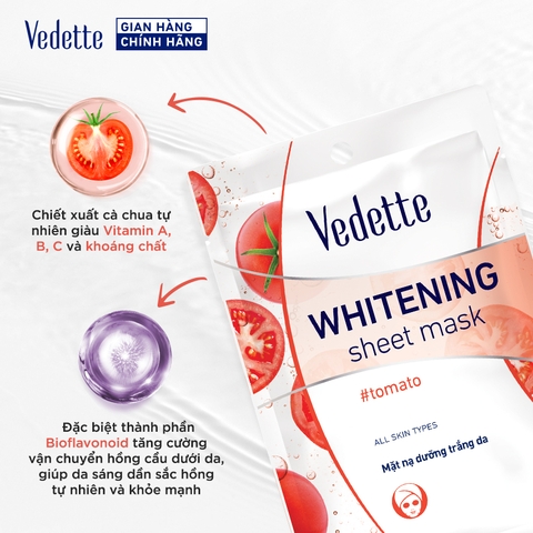 Mặt nạ giấy trắng da Vedette Cà Chua 22ml (TPM020)