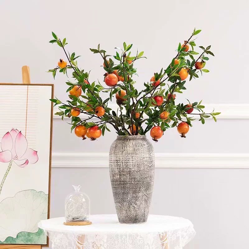 Cành lựu giả - cành lựu đỏ phú quý tài lộc trang trí nhà cửa đón may mắn - quả giả trang trí tết