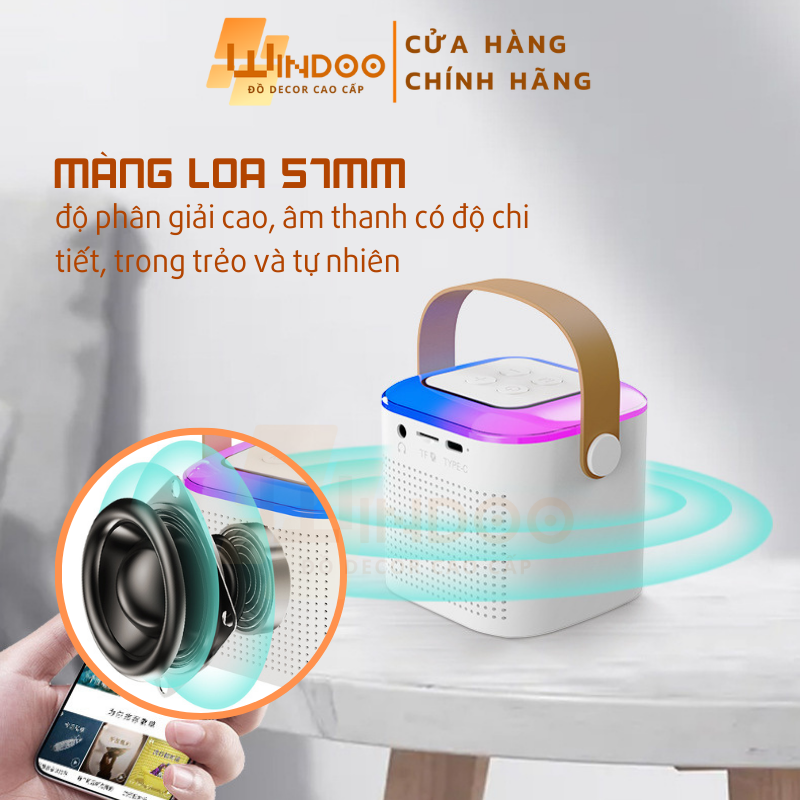 Loa bluetooth karaoke âm thanh chất lượng cao bass mạnh pin khoẻ tặng kèm mic hát