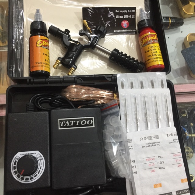 Combo hộp máy xăm Rotary Chuồn Chuồn + Full phụ kiện ( phát màu Shop còn )
