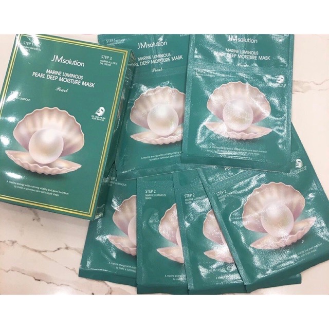 Mặt nạ trắng da ngọc trai JM solution Marine Luminous Pearl Deep Moisture Mask hộp 10 miếng