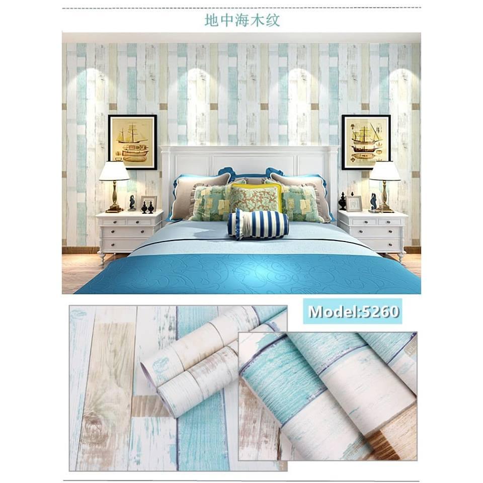 10m giấy dán tường gỗ sọc nhiều mầu ( cuộn dài 10m, khổ rộng 45cm, giấy có keo sẵn )