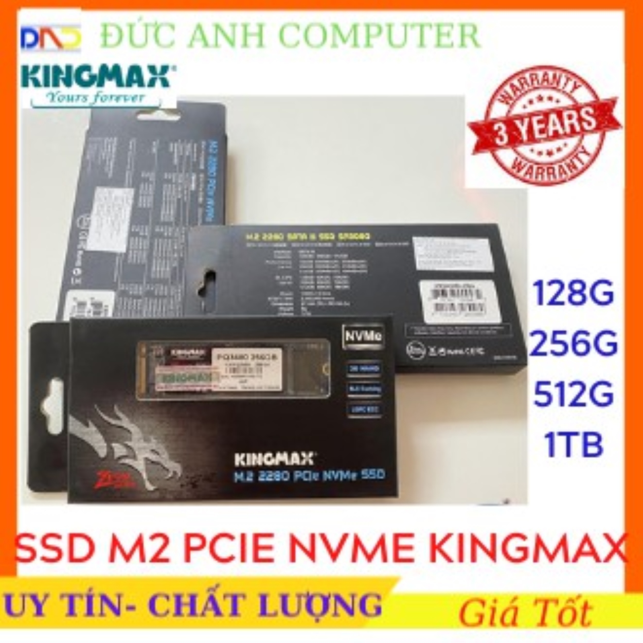 SSD M2 NVME 128G 256G 512G 1TB Kingmax Zeus PQ3480 PCIe NVMe Gen 3x4 Chính
