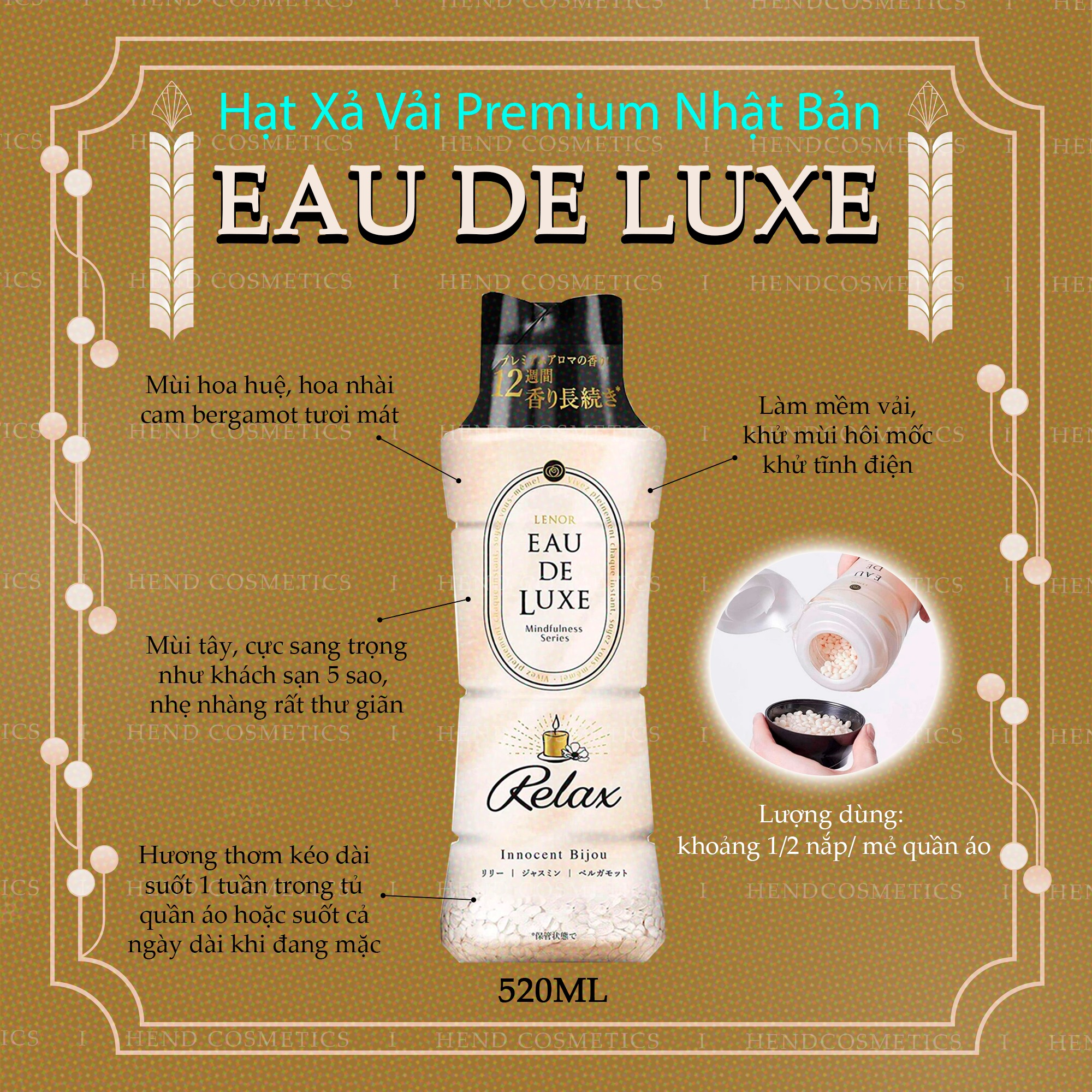 Viên xả vải cao cấp Lenor Eau De Luxe 520g